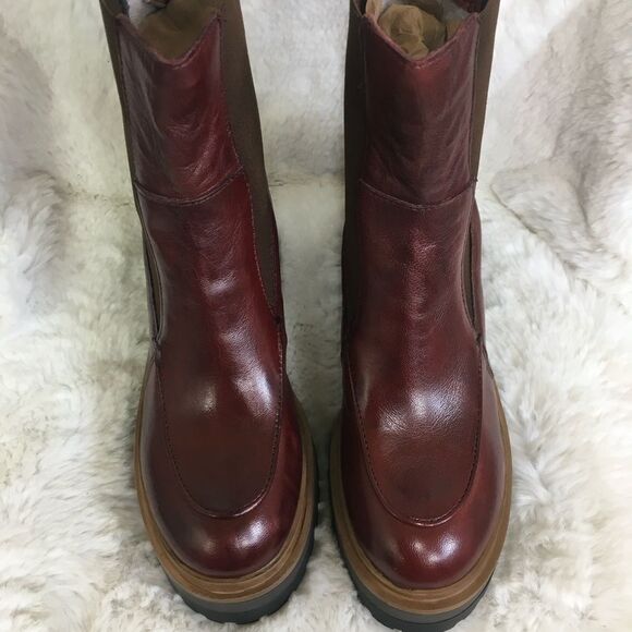 NEW Miz Mooz Merlot Red Evanna Leather Block Heel Slip On Chelsea Boots  6.5 /37 - Picture 5 of 12